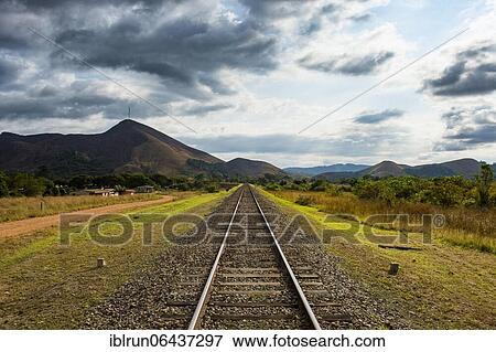 Stock Photo - Railway track in the Unesco world heritage sight Lope national park, Gabon, Africa. Fotosearch