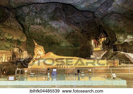 Reclining Buddha statue, Wat Bang Riang, Buddhist temple complex, Phang-Nga, Thailand, Asia View Large Photo Image Stock Photo - Reclining Buddha statue, Wat Bang Riang, Buddhist temple complex, Phang-Nga, Thailand, Asia. Fotosearch