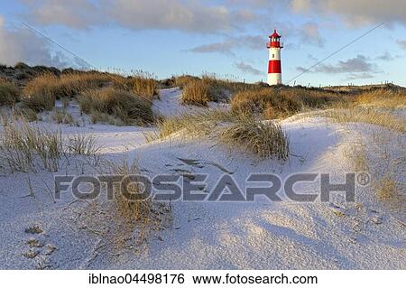 Red and white striped lighthouse List East in the dunes, Ellenbogen, List, Sylt, North Frisia, Schleswig-Holstein, Germany, Europe View Large Photo Image Stock Photograph - Red and white striped lighthouse List East in the dunes, Ellenbogen, List, Sylt, North Frisia, Schleswig-Holstein, Germany, Europe. Fotosearch