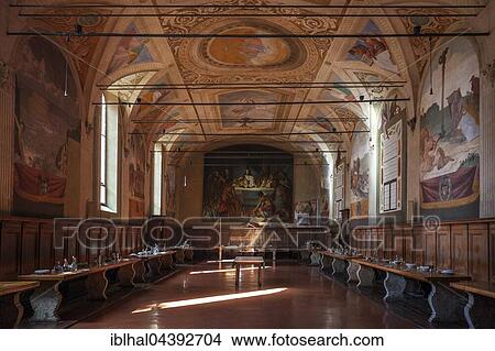 Refectory, dining hall, Abbey of Monte Oliveto Maggiore, in Buonconvento, Tuscany, Italy, Europe View Large Photo Image Picture - Refectory, dining hall, Abbey of Monte Oliveto Maggiore, in Buonconvento, Tuscany, Italy, Europe. Fotosearch