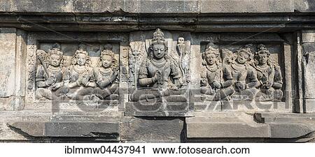 Stock Image - Relief at Prambanan temple, Kecamatan Prambanan, Daerah Istimewa Yogyakarta, Java Tengah, Java, Indonesia, Asia. Fotosearch