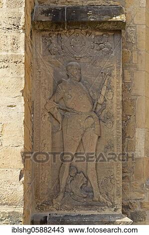 Stock Image - Relief on the outer wall, High Cathedral, Hildesheim, Lower Saxony, Germany, Europe. Fotosearch