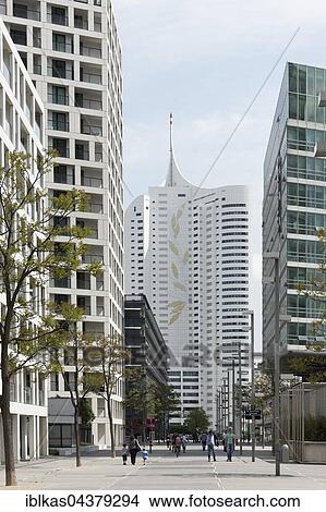 residential park Donau City with Hochhaus Neue Donau, Donau City, Vienna, Austria, Europe View Large Photo Image Picture - residential park Donau City with Hochhaus Neue Donau, Donau City, Vienna, Austria, Europe. Fotosearch