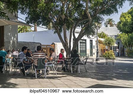 Restaurant at Plaza León y Castillo, Haria, Lanzarote, Canary Islands, Spain, Europe View Large Photo Image Stock Photo - Restaurant at Plaza León y Castillo, Haria, Lanzarote, Canary Islands, Spain, Europe. Fotosearch