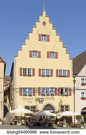 Restaurant, gabled house at the market square, historic centre, Rothenburg ob der Tauber, Middle Franconia, Bavaria, Germany, Europe View Large Photo Image Stock Photograph - Restaurant, gabled house at the market square, historic centre, Rothenburg ob der Tauber, Middle Franconia, Bavaria, Germany, Europe. Fotosearch