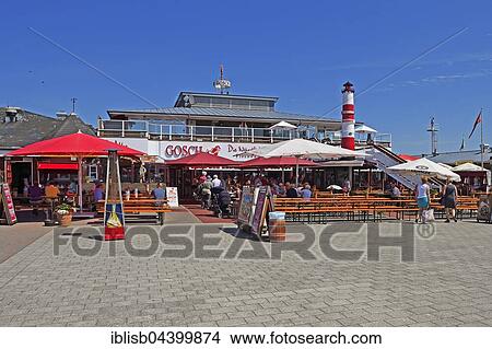Picture - Restaurant Gosch at the port of List, Sylt, North Frisian Islands, North Frisia, Schleswig-Holstein, Germany, Europe. Fotosearch
