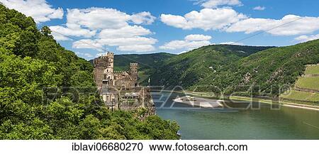 Stock Image - Rheinstein Castle on the Rhine, Upper Middle Rhine Valley World Heritage Site, Trechtingshausen, Rhineland-Palatinate, Germany, Europe. Fotosearch