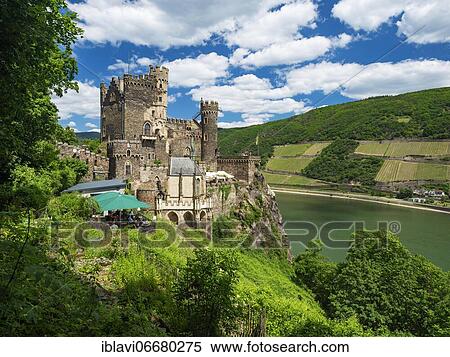 Rheinstein Castle on the Rhine, Upper Middle Rhine Valley World Heritage Site, Trechtingshausen, Rhineland-Palatinate, Germany, Europe View Large Photo Image Stock Photography - Rheinstein Castle on the Rhine, Upper Middle Rhine Valley World Heritage Site, Trechtingshausen, Rhineland-Palatinate, Germany, Europe. Fotosearch