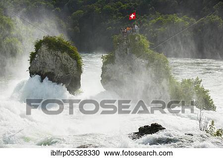 Stock Image - Rhine Falls Rock, Switzerland, Europe. Fotosearch
