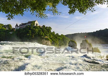 Stock Image - Rhine Falls with Laufen Castle, Switzerland, Europe. Fotosearch