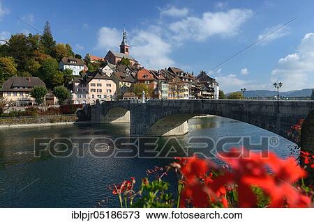 Stock Image - Rhine, Laufenburg, Black Forest, Baden-Württemberg, Germany, Europe. Fotosearch