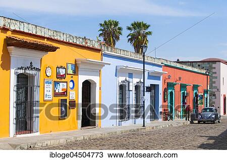 Road with colorful colonial houses, center, Oaxaca, Mexico, Central America View Large Photo Image Stock Image - Road with colorful colonial houses, center, Oaxaca, Mexico, Central America. Fotosearch
