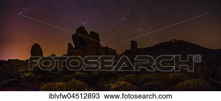 Roque Cinchado and Teide vulcano with starry sky, night shot, Los Roques de Garcia, Zapato de Reina, Las Cañadas, Teide vulcano National Park, Tenerife, Canary Islands, Spain, Europe View Large Photo Image Stock Image - Roque Cinchado and Teide vulcano with starry sky, night shot, Los Roques de Garcia, Zapato de Reina, Las Cañadas, Teide vulcano National Park, Tenerife, Canary Islands, Spain, Europe. Fotosearch