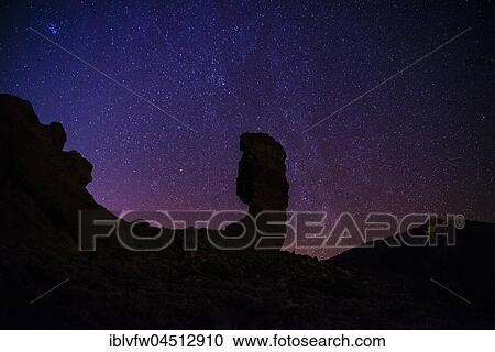 Roque Cinchado and Teide vulcano with starry sky, night shot, Los Roques de Garcia, Pico del Teide vulcano, Zapato de Reina, Las Cañadas, Teide vulcano National Park, Tenerife, Canary Islands, Spain, Europe View Large Photo Image Stock Image - Roque Cinchado and Teide vulcano with starry sky, night shot, Los Roques de Garcia, Pico del Teide vulcano, Zapato de Reina, Las Cañadas, Teide vulcano National Park, Tenerife, Canary Islands, Spain, Europe. Fotosearch