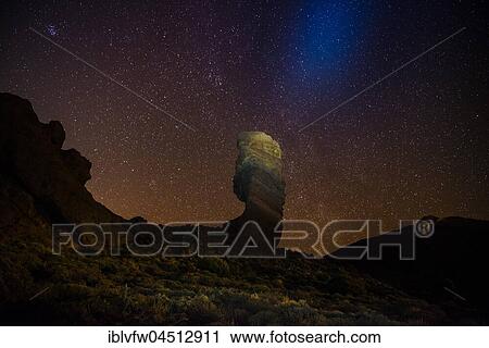 Roque Cinchado and Teide vulcano with starry sky, night shot, Los Roques de Garcia, Pico del Teide vulcano, Zapato de Reina, Las Cañadas, Teide vulcano National Park, Tenerife, Canary Islands, Spain, Europe View Large Photo Image Stock Image - Roque Cinchado and Teide vulcano with starry sky, night shot, Los Roques de Garcia, Pico del Teide vulcano, Zapato de Reina, Las Cañadas, Teide vulcano National Park, Tenerife, Canary Islands, Spain, Europe. Fotosearch