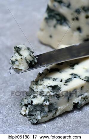 Stock Photo - Roquefort, blue cheese. Fotosearch