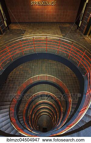 Round staircase in Kontor building Sprinkenhof, Hamburg, Germany, Europe View Large Photo Image Stock Photo - Round staircase in Kontor building Sprinkenhof, Hamburg, Germany, Europe. Fotosearch