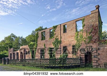 Stock Image - Ruin of the Hammer family mansion, Historical factory Hammer, Laufamholz, Nuremberg, Middle Franconia, Franconia, Bavaria, Germany, Europe. Fotosearch