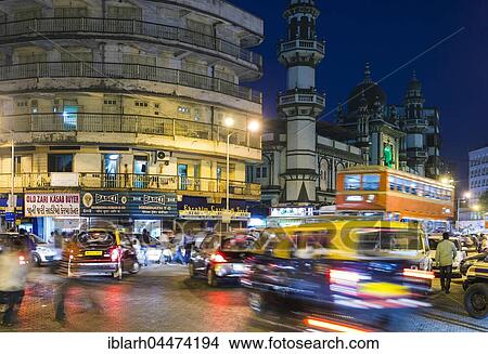 Rush hour, Muslim district Pydhonie, Hamidiya Mosjid, Mumbai, Maharashtra, India, Asia View Large Photo Image Picture - Rush hour, Muslim district Pydhonie, Hamidiya Mosjid, Mumbai, Maharashtra, India, Asia. Fotosearch