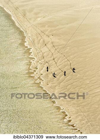 Stock Photo - Rusheen Bay, horse riders on sandy beach, Galway, County Clare, Ireland, Europe. Fotosearch