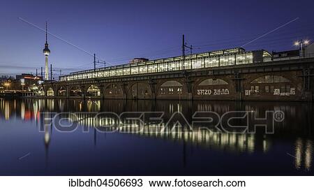 S-Bahn station Jannowitzbrücke on the Spree, twilight, Berlin Mitte, Berlin, Germany, Europe View Large Photo Image Stock Image - S-Bahn station Jannowitzbrücke on the Spree, twilight, Berlin Mitte, Berlin, Germany, Europe. Fotosearch