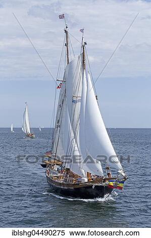 Stock Photography - Sailboat Qualle, Kieler Woche, Kiel fjords, Kiel, Schleswig-Holstein, Germany, Europe. Fotosearch