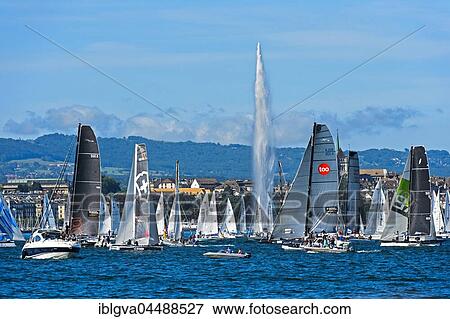Sailboats at the start line, sailing regatta Bol d'Or Mirabaud, Lake Geneva, Canton of Geneva, Switzerland, Europe View Large Photo Image Stock Photo - Sailboats at the start line, sailing regatta Bol d'Or Mirabaud, Lake Geneva, Canton of Geneva, Switzerland, Europe. Fotosearch