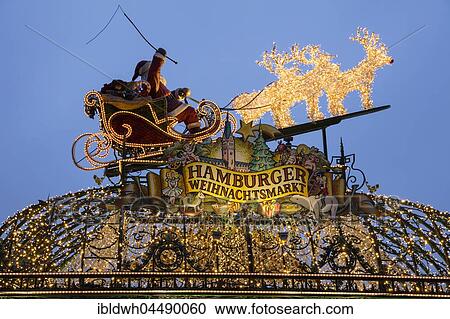 Santa Claus with reindeer sleigh, Historical Christmas Market, Hamburg, Germany, Europe View Large Photo Image Stock Image - Santa Claus with reindeer sleigh, Historical Christmas Market, Hamburg, Germany, Europe. Fotosearch