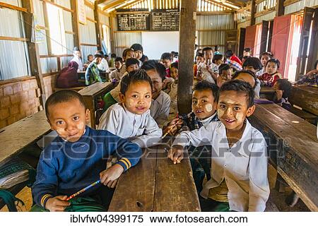 School children sitting at their desks, classroom, Shan State, Myanmar, Asia View Large Photo Image Stock Photography - School children sitting at their desks, classroom, Shan State, Myanmar, Asia. Fotosearch