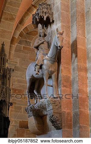 Stock Image - Sculpture Bamberg Rider, Cathedral, Bamberg, Upper Franconia, Bavaria, Germany, Europe. Fotosearch