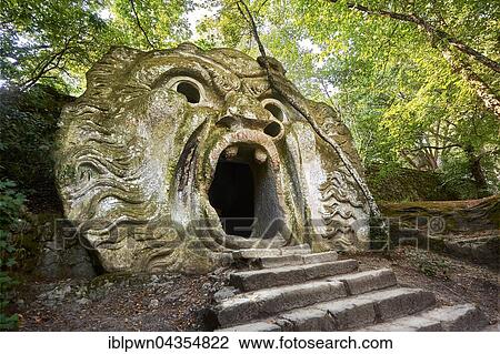 Sculpture of Orcus, l'orco, Park of Monsters or The Sacred Wood of Bamarzo, Bomarzo, Lazio, Italy, Europe View Large Photo Image Stock Image - Sculpture of Orcus, l'orco, Park of Monsters or The Sacred Wood of Bamarzo, Bomarzo, Lazio, Italy, Europe. Fotosearch