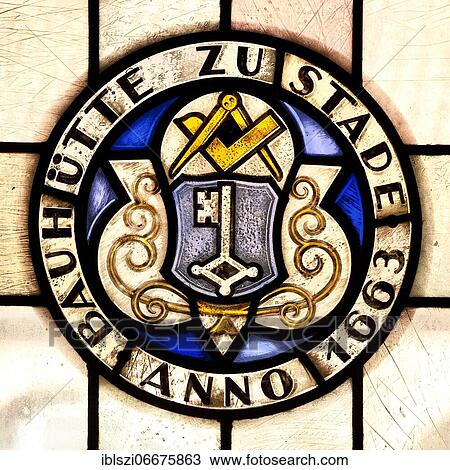 Seal of the Bauhütte from 1663 as stained glass window in the town hall, Stade, Lower Saxony, Germany, Europe View Large Photo Image Stock Image - Seal of the Bauhütte from 1663 as stained glass window in the town hall, Stade, Lower Saxony, Germany, Europe. Fotosearch