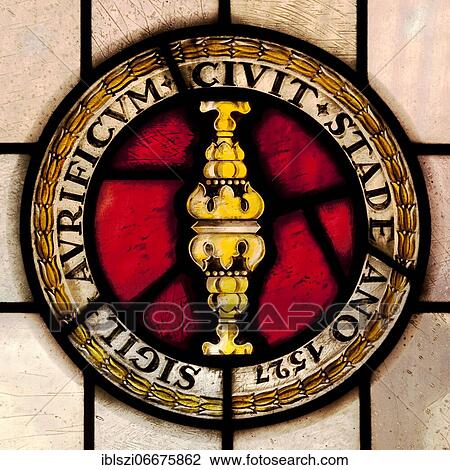 Seal of the guild of goldsmiths from 1527 as stained glass window in the town hall, Stade, Lower Saxony, Germany, Europe View Large Photo Image Stock Image - Seal of the guild of goldsmiths from 1527 as stained glass window in the town hall, Stade, Lower Saxony, Germany, Europe. Fotosearch