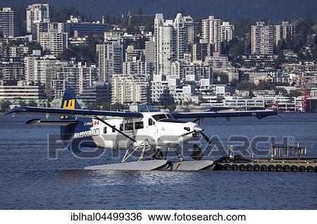 Stock Photograph - Seaplane in Vancouver Coal Harbor, a marina, Vancouver, British Columbia Province, Canada, North America. Fotosearch