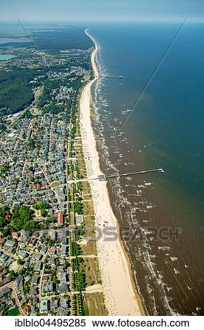 Stock Photography - Seaside resort Ahlbeck with beach, Heringsdorf, Usedom Island, Baltic Sea, Mecklenburg-Western Pomerania, Germany, Europe. Fotosearch