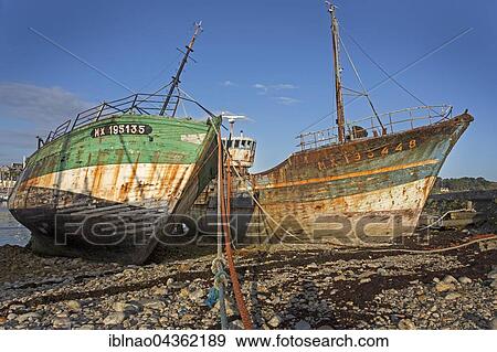 Shipwrecks of old fishing boats, Ship Graveyard, Camaret-sur-Mer, Département Finistère, Brittany, France, Europe View Large Photo Image Stock Photo - Shipwrecks of old fishing boats, Ship Graveyard, Camaret-sur-Mer, Département Finistère, Brittany, France, Europe. Fotosearch