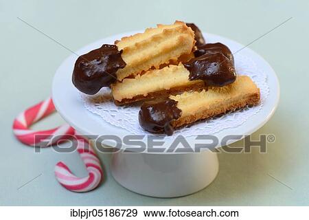 Stock Photo - Shortbread with chocolate icing. Fotosearch