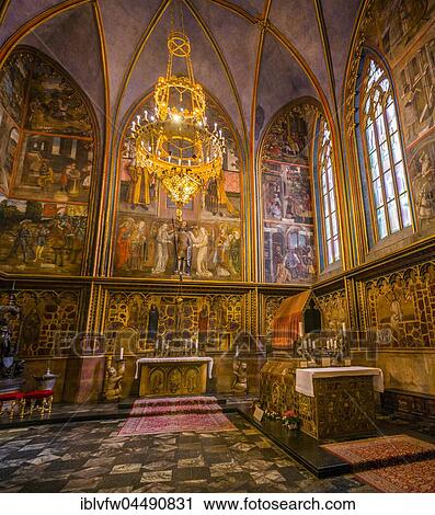 Side chapel, gothic St. Vitus Cathedral, St. Vitus Cathedral, Indoors, Prague Castle, Hradčany, Prague, Bohemia, Czech Republic, Europe View Large Photo Image Stock Image - Side chapel, gothic St. Vitus Cathedral, St. Vitus Cathedral, Indoors, Prague Castle, Hradčany, Prague, Bohemia, Czech Republic, Europe. Fotosearch