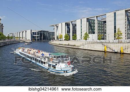 Sightseeing boat on the Spree, Marie-Elisabeth-Lüders-Haus, Government District, Berlin, Germany, Europe View Large Photo Image Stock Image - Sightseeing boat on the Spree, Marie-Elisabeth-Lüders-Haus, Government District, Berlin, Germany, Europe. Fotosearch