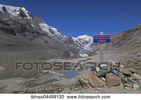 Sign, Glaciers as of 2005 at the Pasterze Glacier, Johannisberg at back, Grossglockner, Kaiser-Franz-Josefs-Höhe, Carinthia, Austria, Europe View Large Photo Image Stock Image - Sign, Glaciers as of 2005 at the Pasterze Glacier, Johannisberg at back, Grossglockner, Kaiser-Franz-Josefs-Höhe, Carinthia, Austria, Europe. Fotosearch