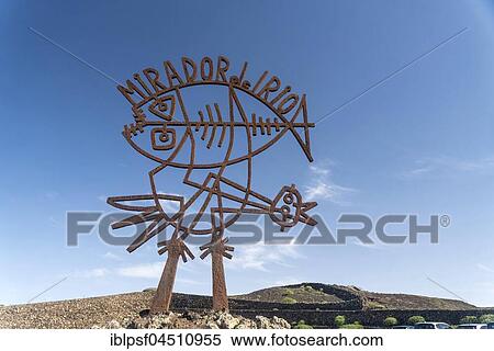 Sign Mirador Del Rio, sculpture by architect Cesar Manrique, landmark, Lanzarote, Canary Islands, Spain, Europe View Large Photo Image Stock Photography - Sign Mirador Del Rio, sculpture by architect Cesar Manrique, landmark, Lanzarote, Canary Islands, Spain, Europe. Fotosearch