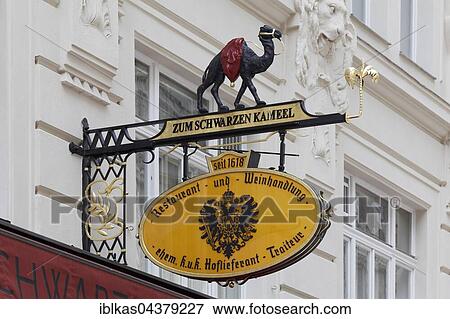 Sign, Zum Schwarzen Kameel, traditional restaurant, Bohnergasse, Vienna, Austria, Europe View Large Photo Image Stock Photo - Sign, Zum Schwarzen Kameel, traditional restaurant, Bohnergasse, Vienna, Austria, Europe. Fotosearch