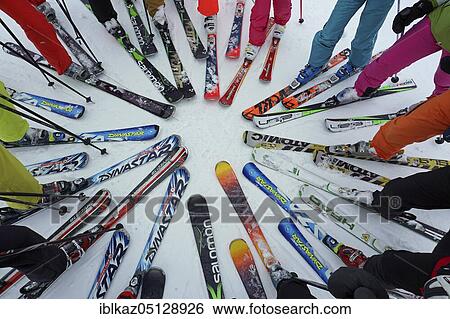 Skiers' ski tips form a circle, Trois 3 Vallees ski resort, Haute Savoie, France, Europe View Large Photo Image Stock Photograph - Skiers' ski tips form a circle, Trois 3 Vallees ski resort, Haute Savoie, France, Europe. Fotosearch