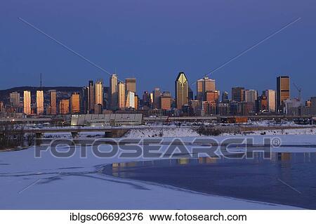 Skyline at sunrise, Montreal, Province of Quebec, Canada, North America View Large Photo Image Stock Photograph - Skyline at sunrise, Montreal, Province of Quebec, Canada, North America. Fotosearch