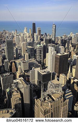 Skyline in front of Lake Michigan, view from John Hancock Center, Chicago, Illinois, USA, North America View Large Photo Image Stock Image - Skyline in front of Lake Michigan, view from John Hancock Center, Chicago, Illinois, USA, North America. Fotosearch