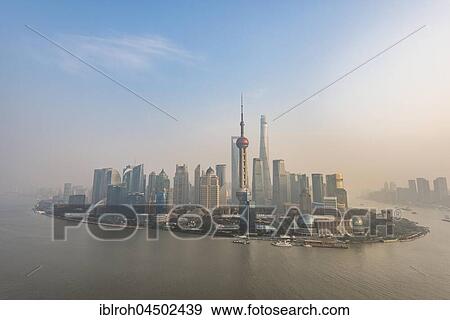 Skyline of Shanghai with Oriental Pearl Tower and Shanghai Tower, Pudong, Shanghai, China, Asia View Large Photo Image Stock Photo - Skyline of Shanghai with Oriental Pearl Tower and Shanghai Tower, Pudong, Shanghai, China, Asia. Fotosearch