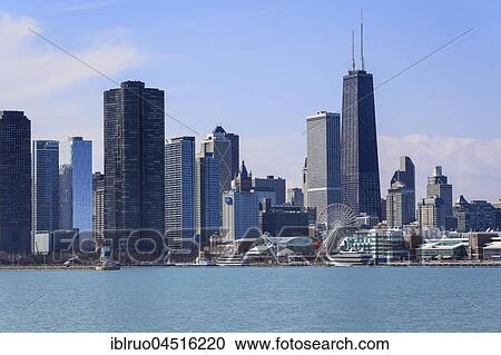 Skyline with Navy Pier and John Hancock Center, Chicago, Illinois, USA, North America View Large Photo Image Stock Image - Skyline with Navy Pier and John Hancock Center, Chicago, Illinois, USA, North America. Fotosearch