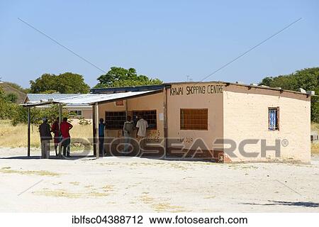 Stock Image - Small shop in village, Khwai Village, Botswana, Africa. Fotosearch