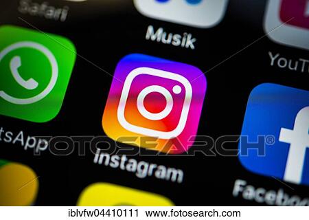 Smartphone screen display with Instagram icon in detail View Large Photo Image Stock Image - Smartphone screen display with Instagram icon in detail. Fotosearch