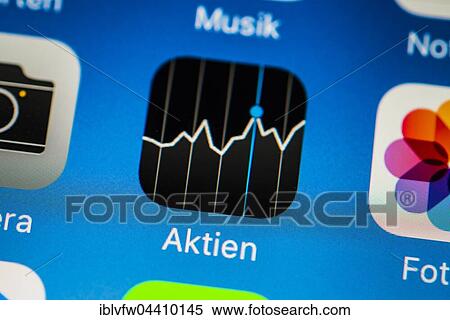 Smartphone screen displaying Aktien app View Large Photo Image Stock Photography - Smartphone screen displaying Aktien app. Fotosearch